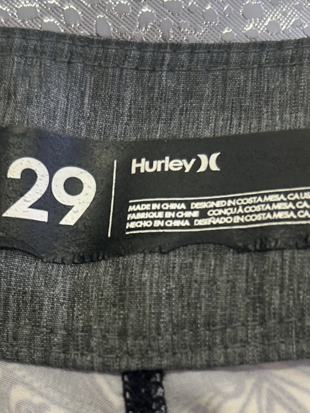 Hurley Black and White Patterned Men's Swim Trunks